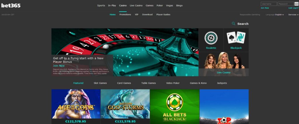 Bet365 site is great for casinos